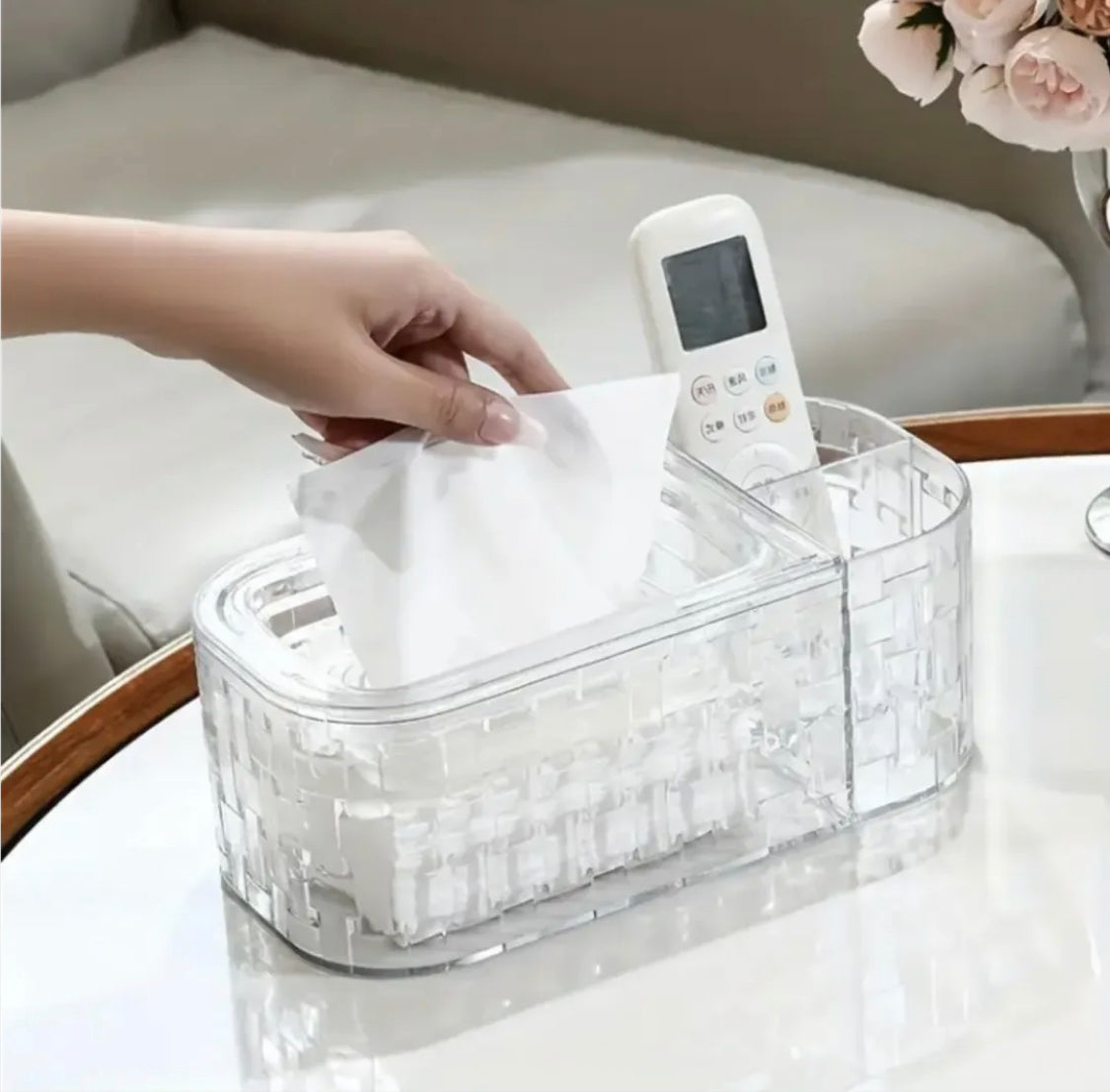 Glacier Pattern Tissue Box With Remote Holder, Large Capacity Paper Dispenser, Living Room Tissue Storage Box Glacier Pattern Tissue Box With Remote Holder, Large Capacity Paper Dispenser, Living Room Tissue Storage Box